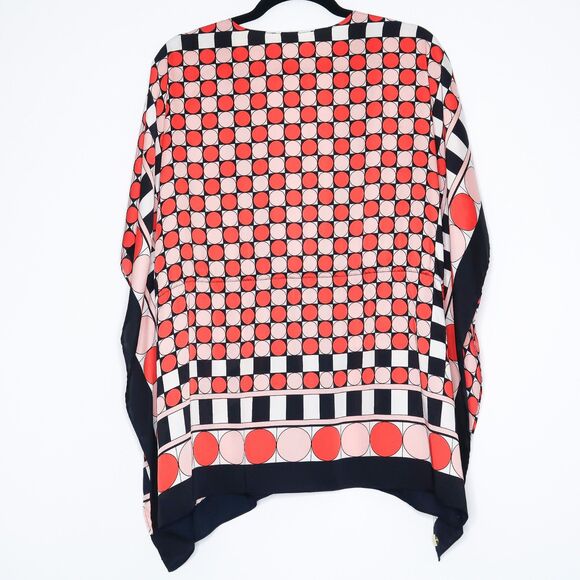 MICHAEL Michael Kors Womens‎ Kimono S/M Blue Pink Peach Geometric 70s Nautical - Picture 2 of 7